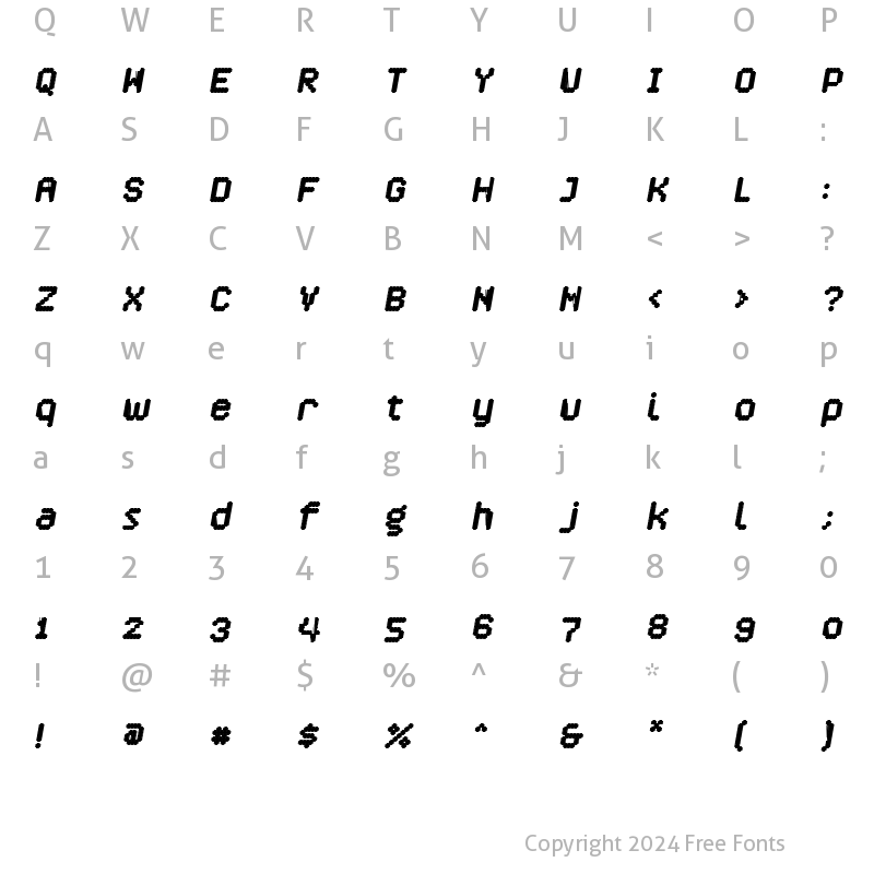 Character Map of Crossover BlackOblique