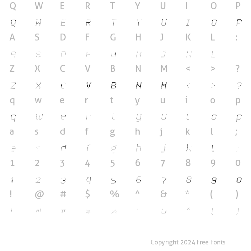 Character Map of Crossover ExtraLightOblique