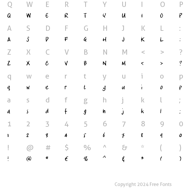 Character Map of crosswordBill Regular
