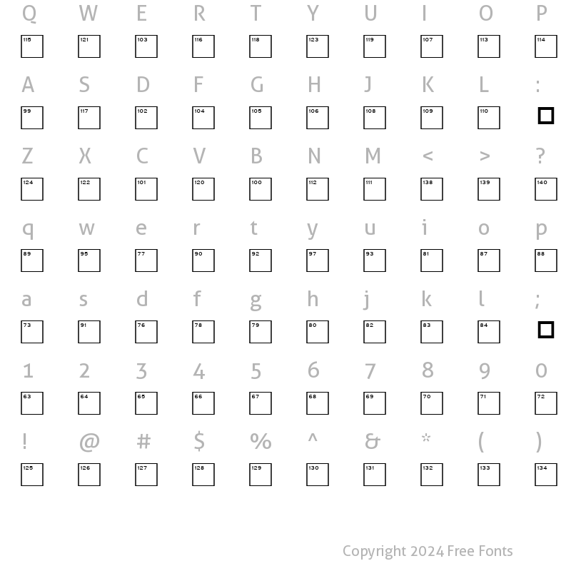 Character Map of CrosswordHighNumbers Regular