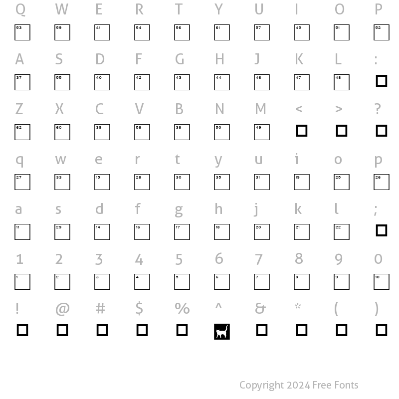 Character Map of CrosswordLowNumbers Regular