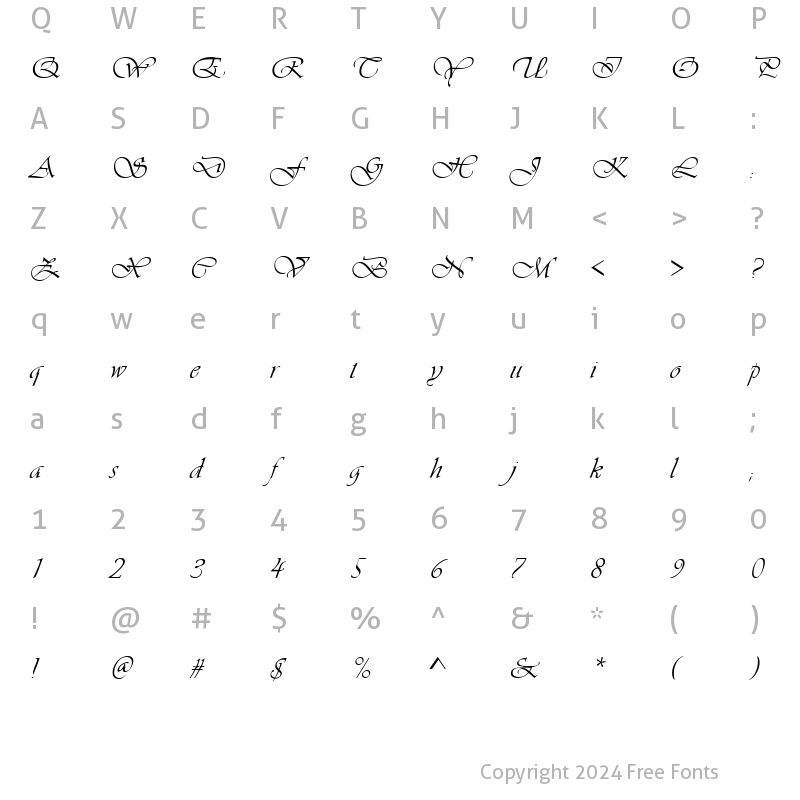 Character Map of CrotonScriptSSK Regular