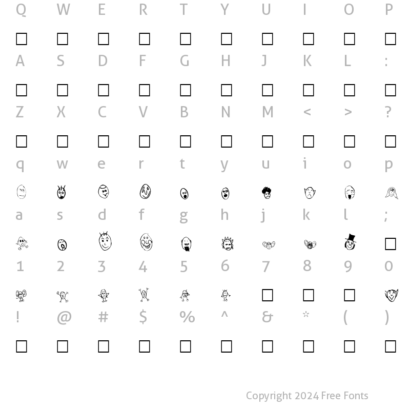 Character Map of Crud Heads Normal