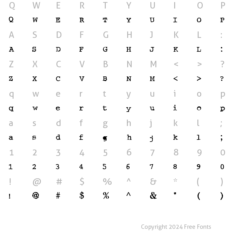 Character Map of Crud Regular