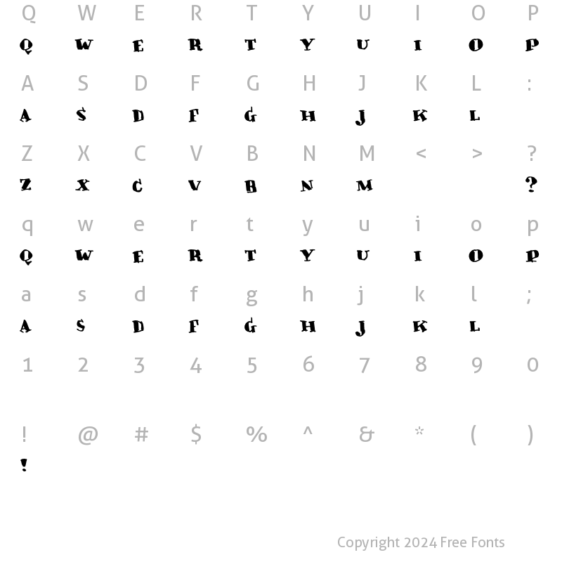 Character Map of Crunky Regular