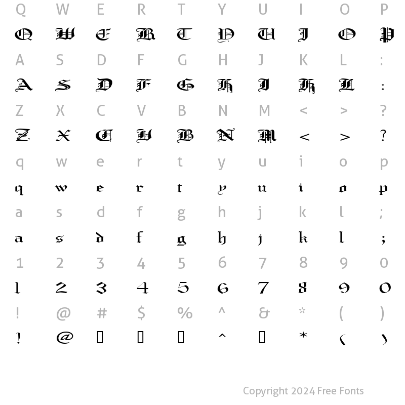 Character Map of CrusaderGothicExtended Regular