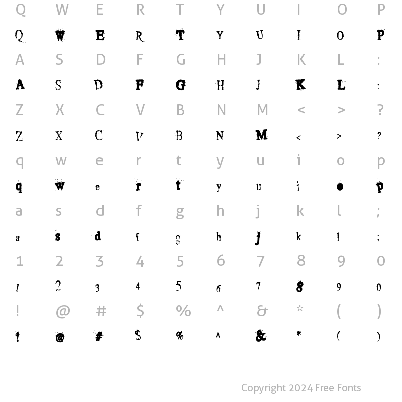 Character Map of Crusti Wacky