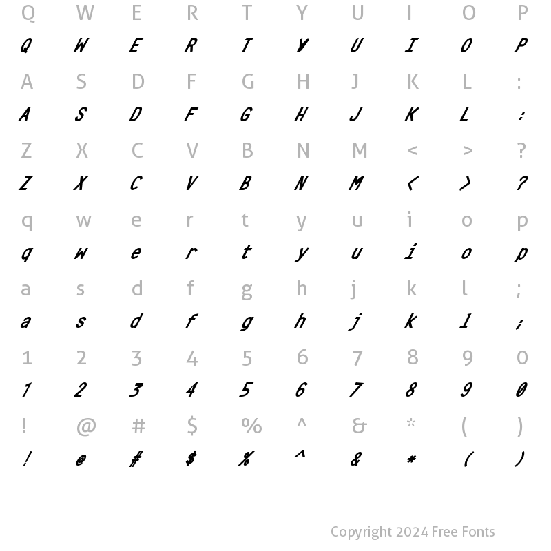 Character Map of Crystal BoldOblique