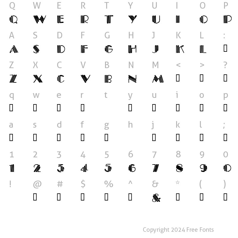 Character Map of Crystal Gypsy Regular