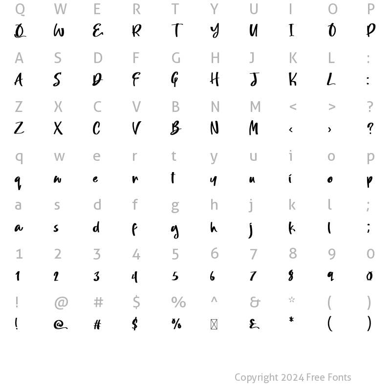 Character Map of Crystal Snow Regular