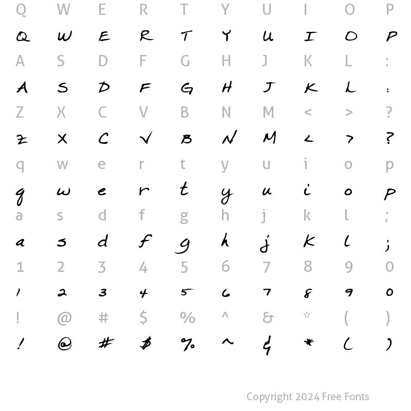 Character Map of CrystalsHand Bold