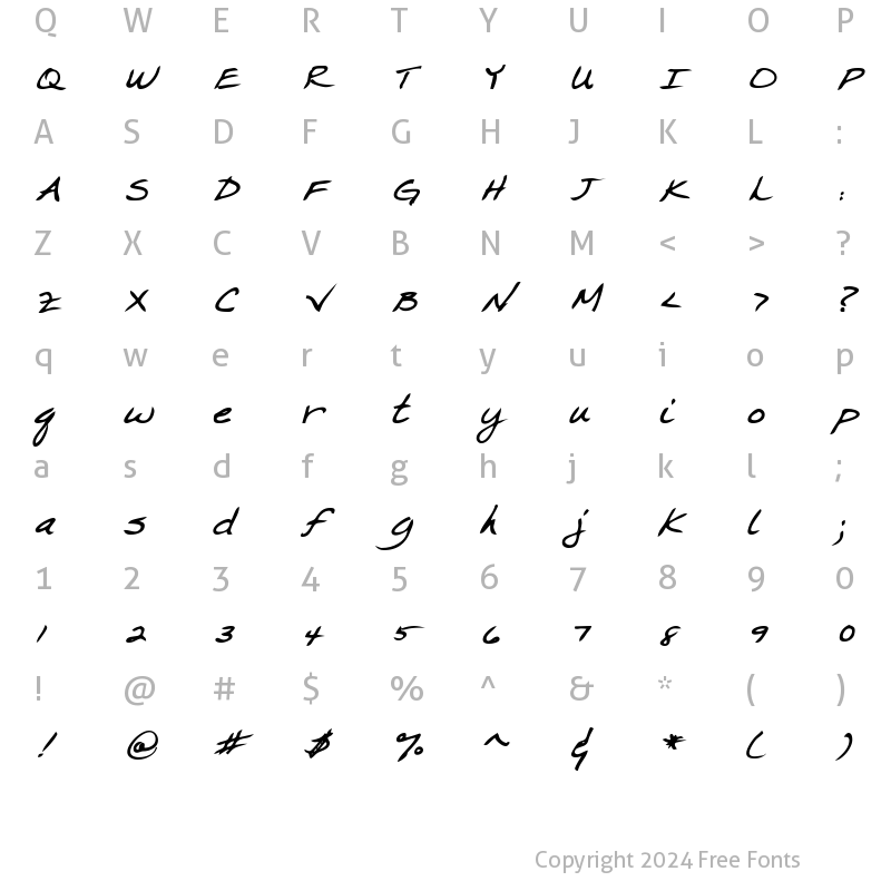 Character Map of CrystalsHand Bold Italic