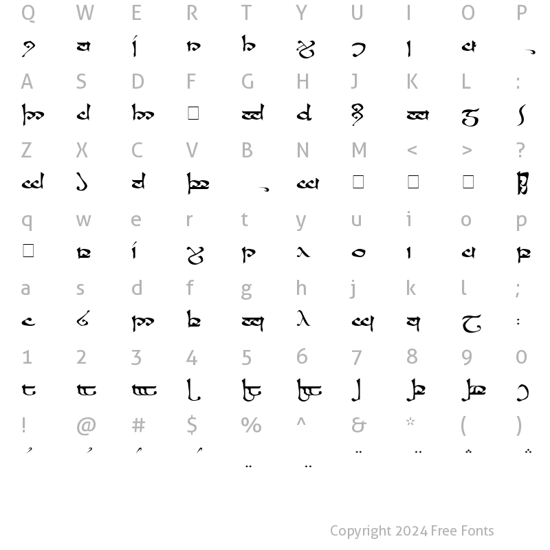 Character Map of CSL-Moroma Regular