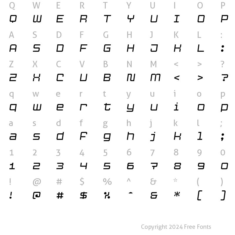 Character Map of Cubest Light Italic