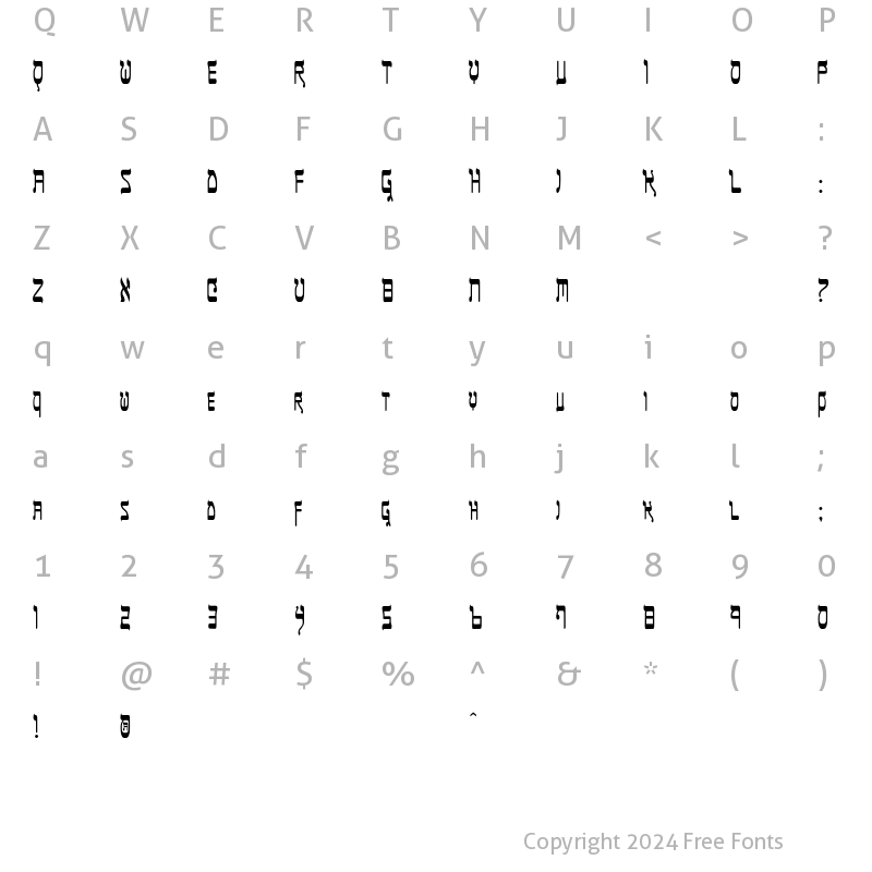 Character Map of Cubredo Regular