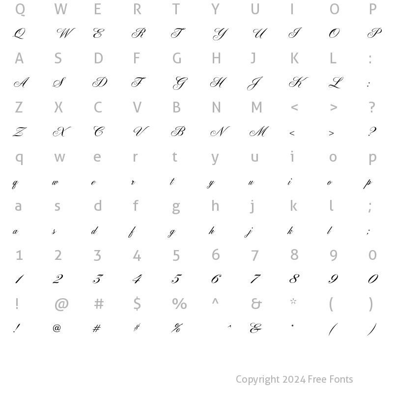 Character Map of Cumberland Regular