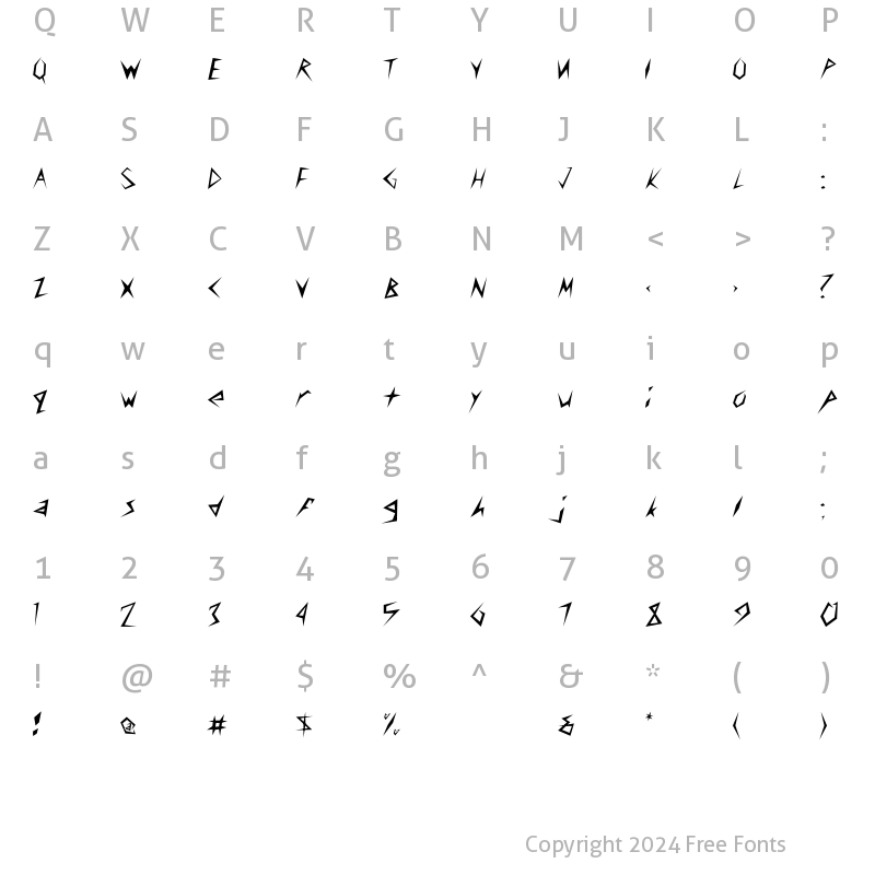 Character Map of CuneiFont-Light Regular