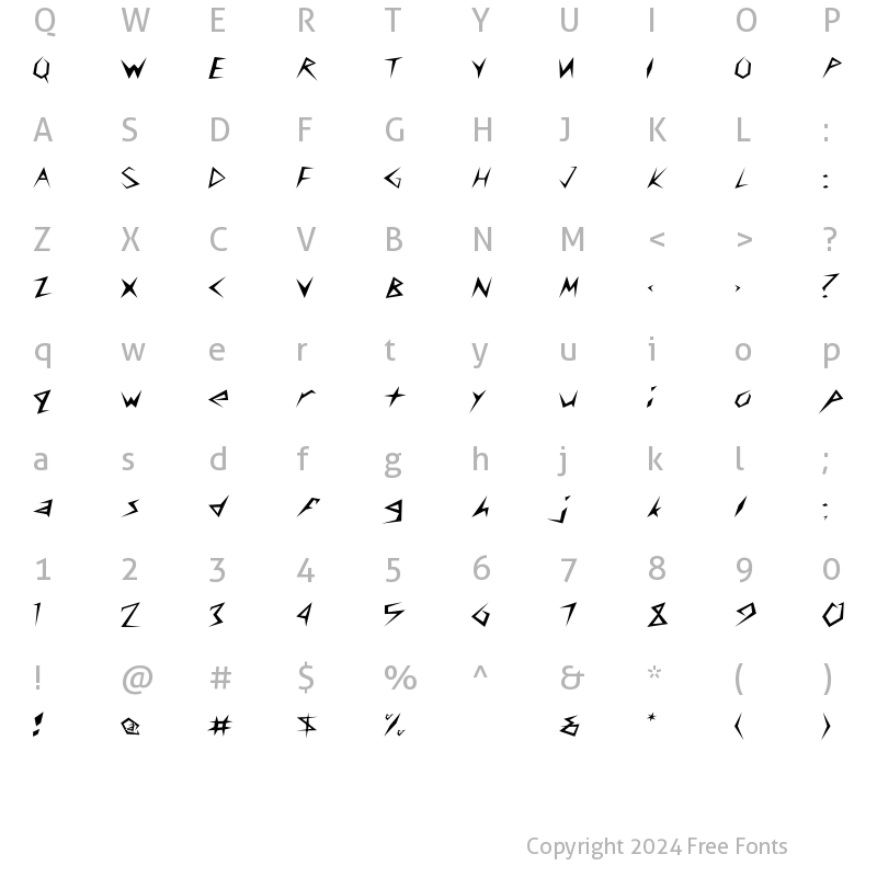 Character Map of CuneiFont-Light Wd Regular