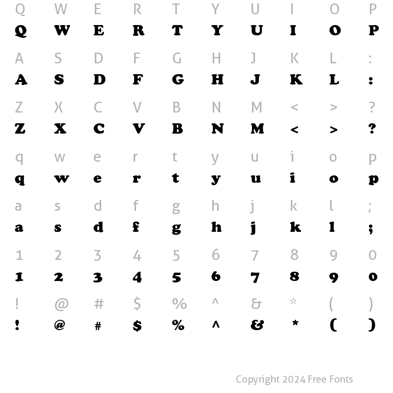 Character Map of Cupertino Roman