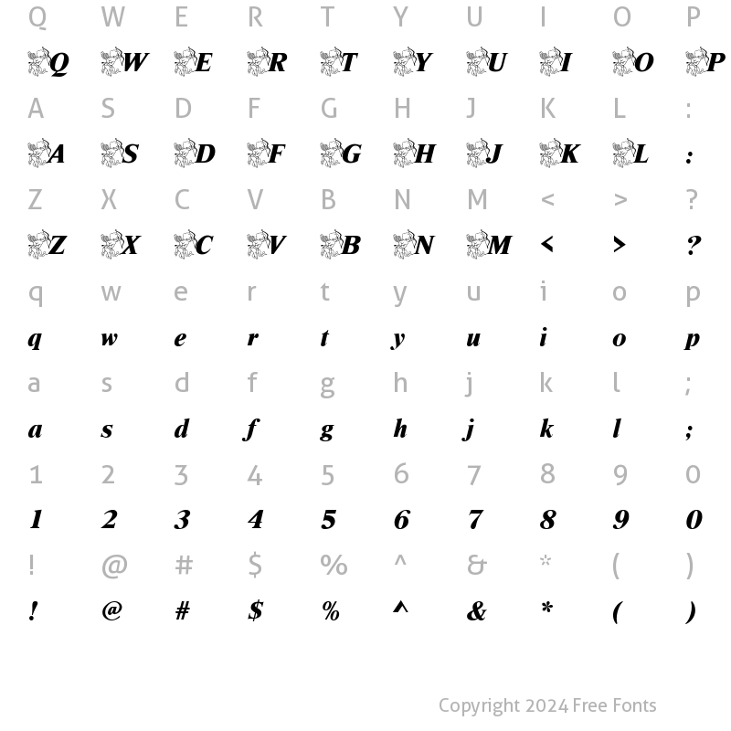 Character Map of Cupido Becker Normal