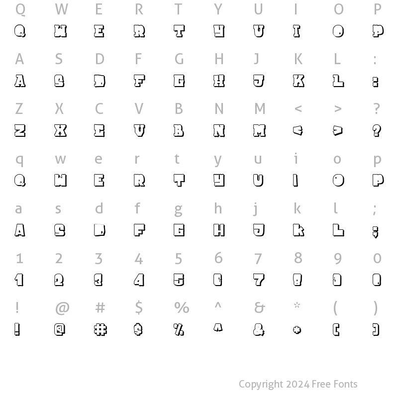 Character Map of Cuppakabra Shadow Regular