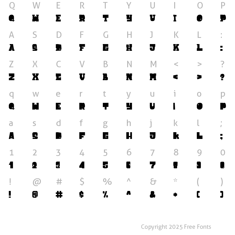 Character Map of Cuppakabra Slab Regular