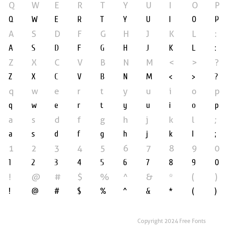 Character Map of Cuprum Regular