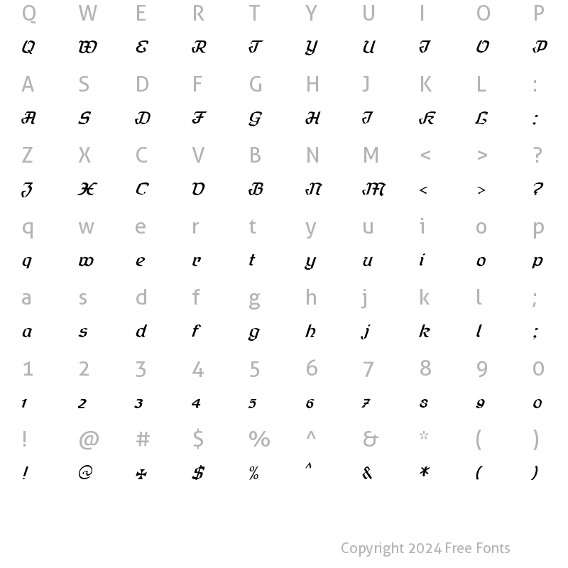 Character Map of Curfract 51 DB Normal