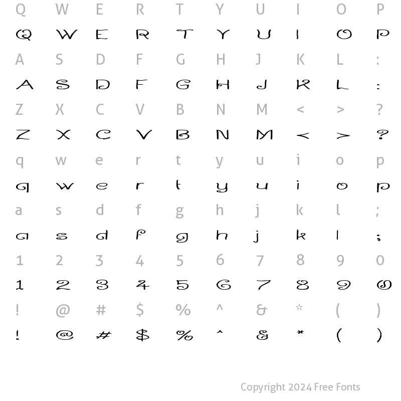 Character Map of Curlmudgeon Wideside Regular