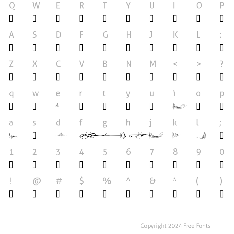 Character Map of Curly Art Nouveau Regular