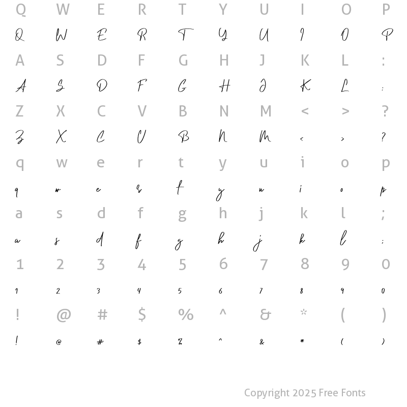 Character Map of Curly Millie Regular