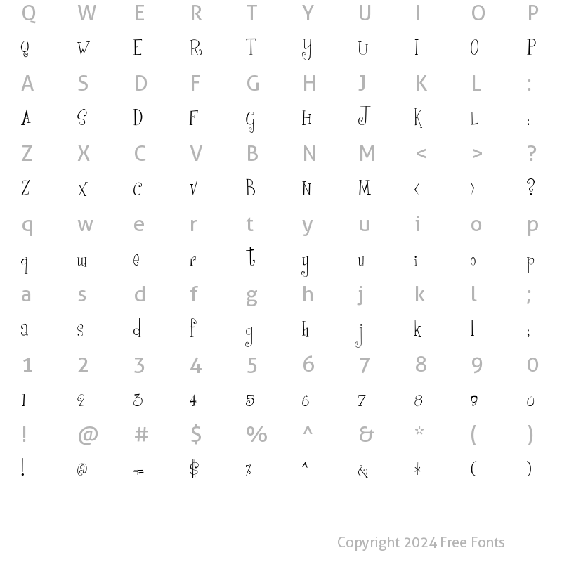 Character Map of CurlyCue Regular