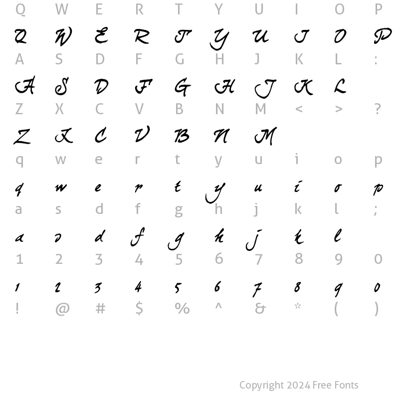 Character Map of curlyJoe Regular