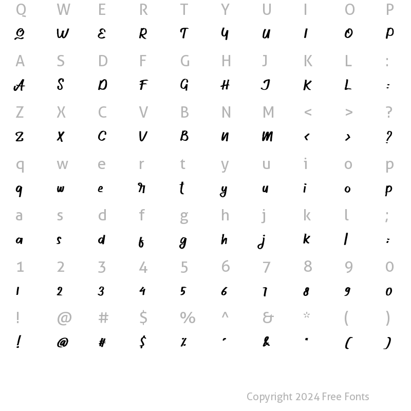 Character Map of Cursey Regular