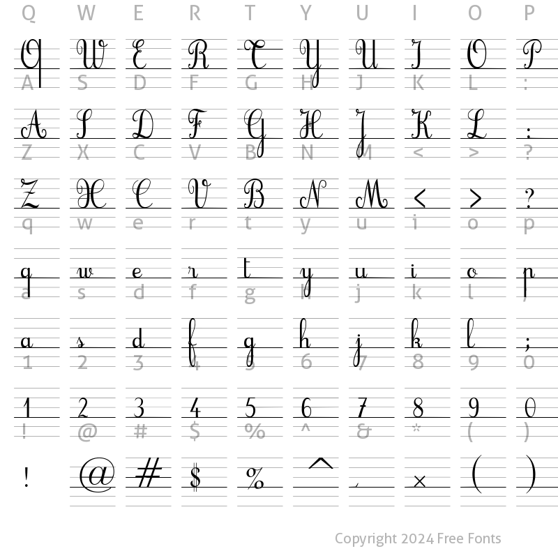 Character Map of Cursif & Lignes Regular