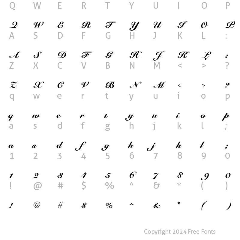 Character Map of CursiveElegant Normal