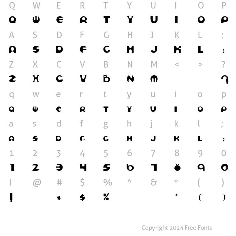 Character Map of CurvetteDisplay Regular