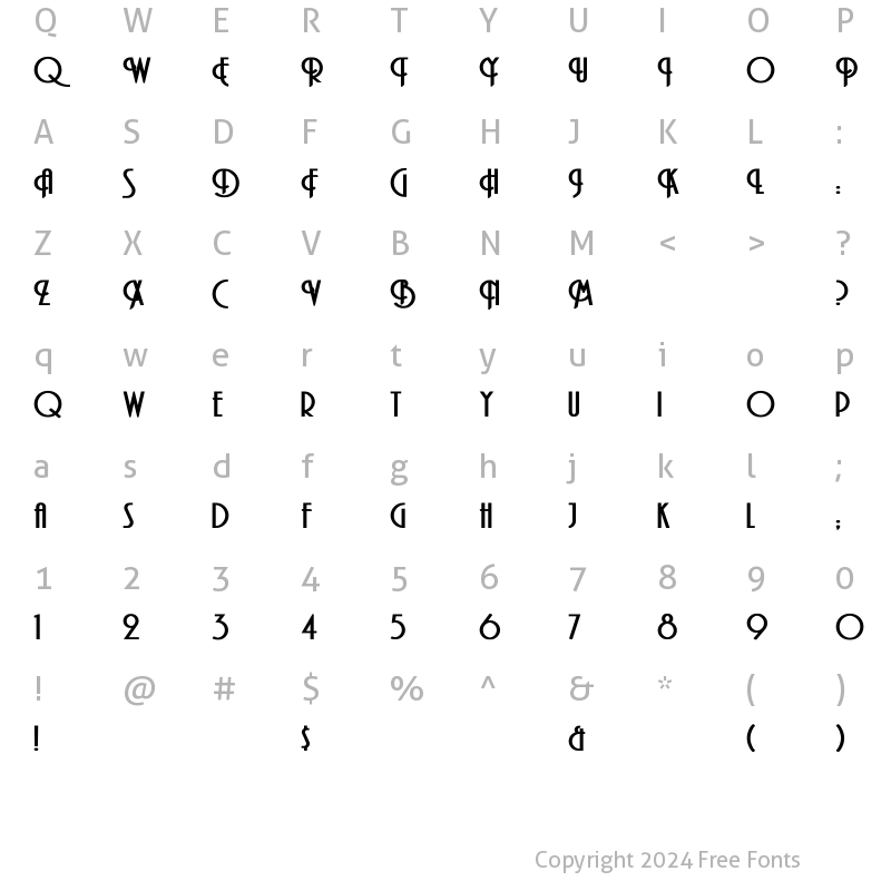 Character Map of Curvi Bold