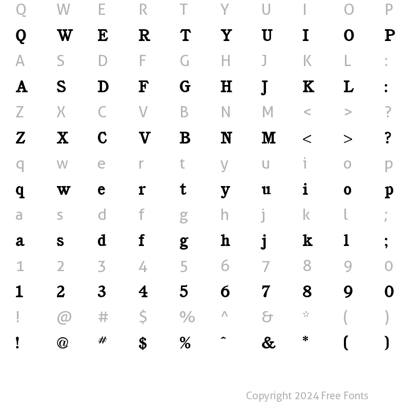 Character Map of Cushing Bold