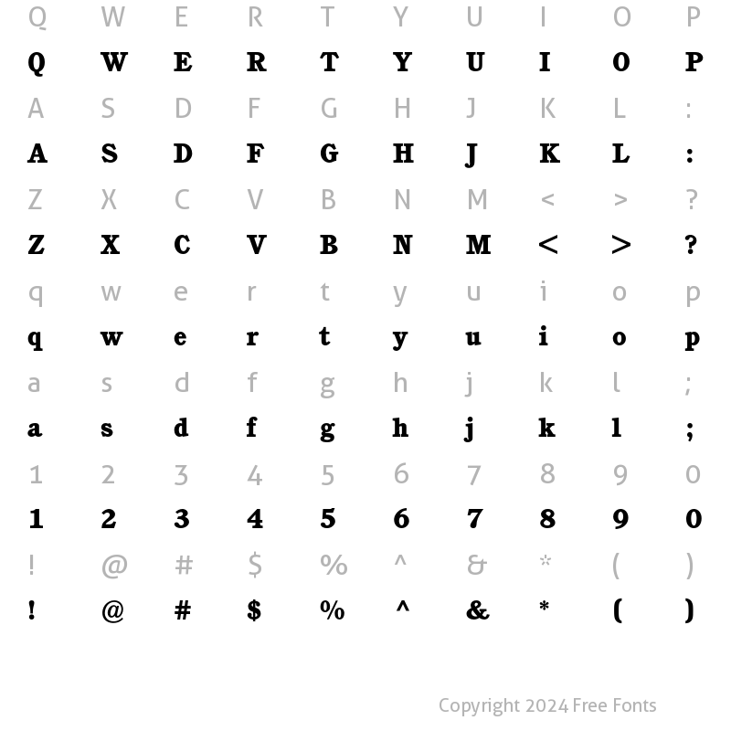 Character Map of Cushing BQ Regular