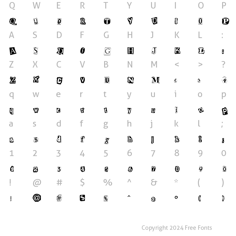 Character Map of Cut-n-Paste Regular