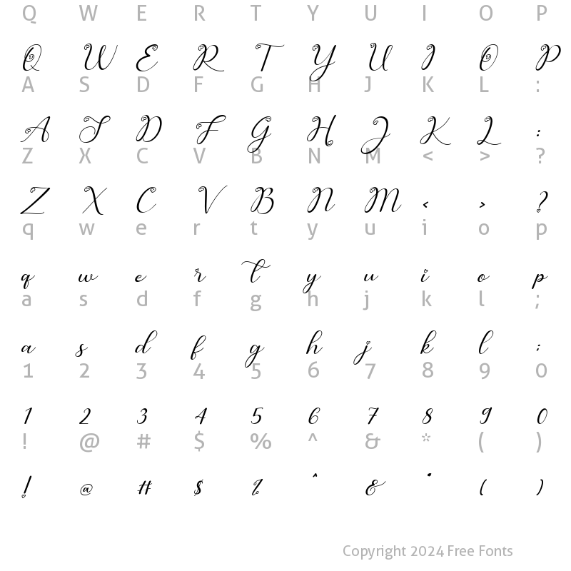 Character Map of Cute Butterfly Italic