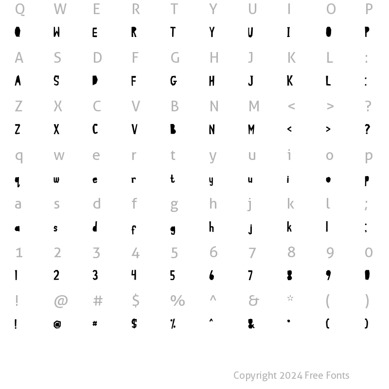 Character Map of Cute Kraft Fill Regular