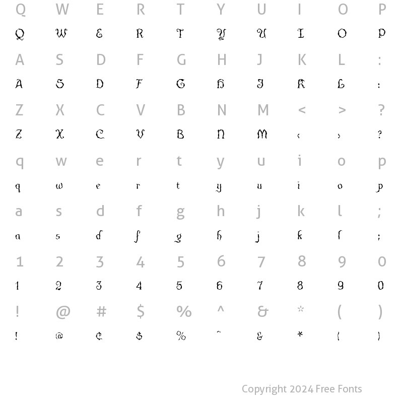 Character Map of CuthbeNick Regular