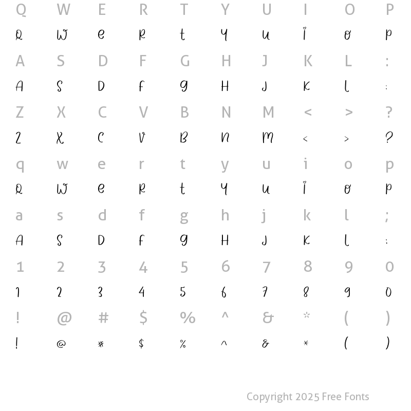 Character Map of CUTIE BOTIE Regular