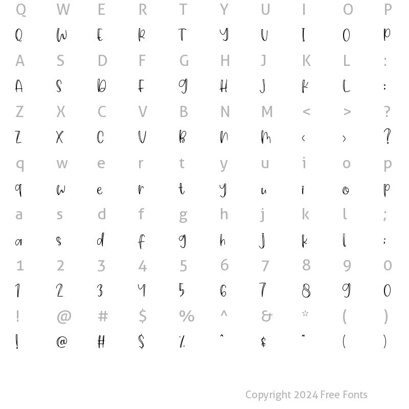 Character Map of Cutie Brown Line Regular