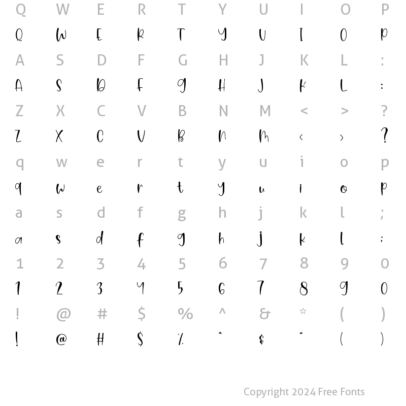 Character Map of Cutie Brown Regular