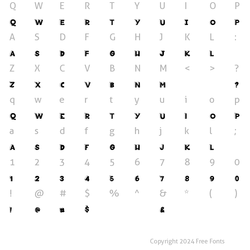 Character Map of Cutie Pie Font Regular