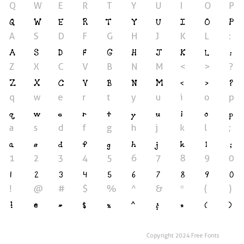 Character Map of CutiesHand Bold