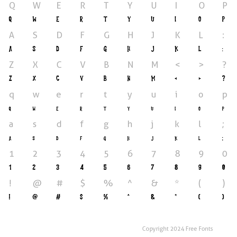 Character Map of Cutlass Regular Regular